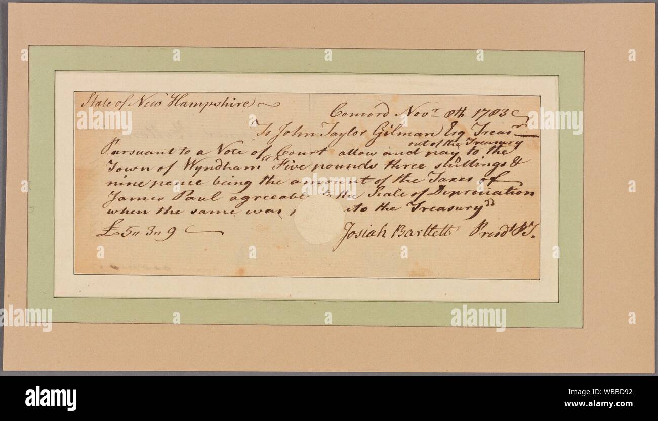 Document. Emmet, Thomas Addis, 18281919 (Collector) New Hampshire