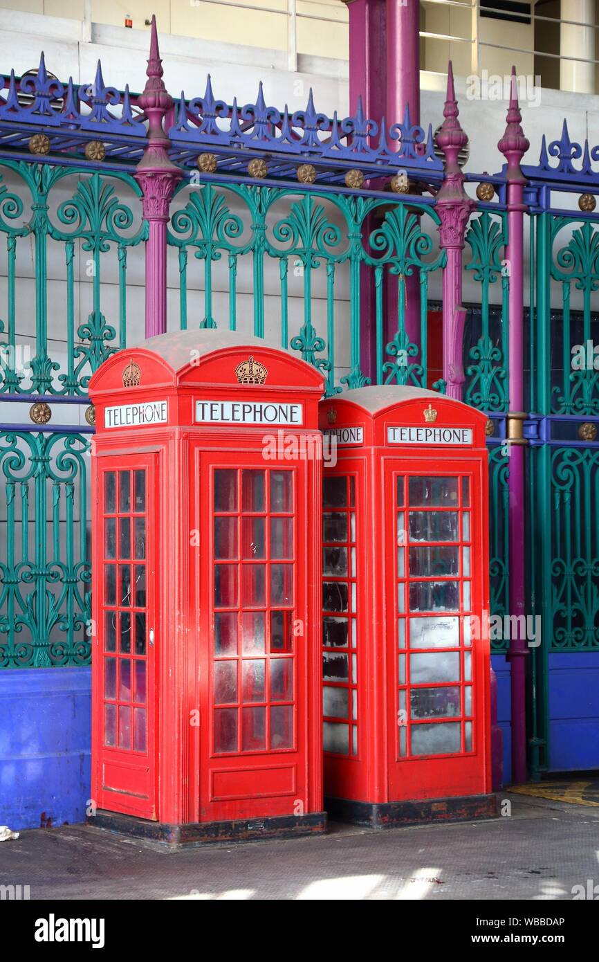 London telephone red phone booths in England Stock Photo Alamy