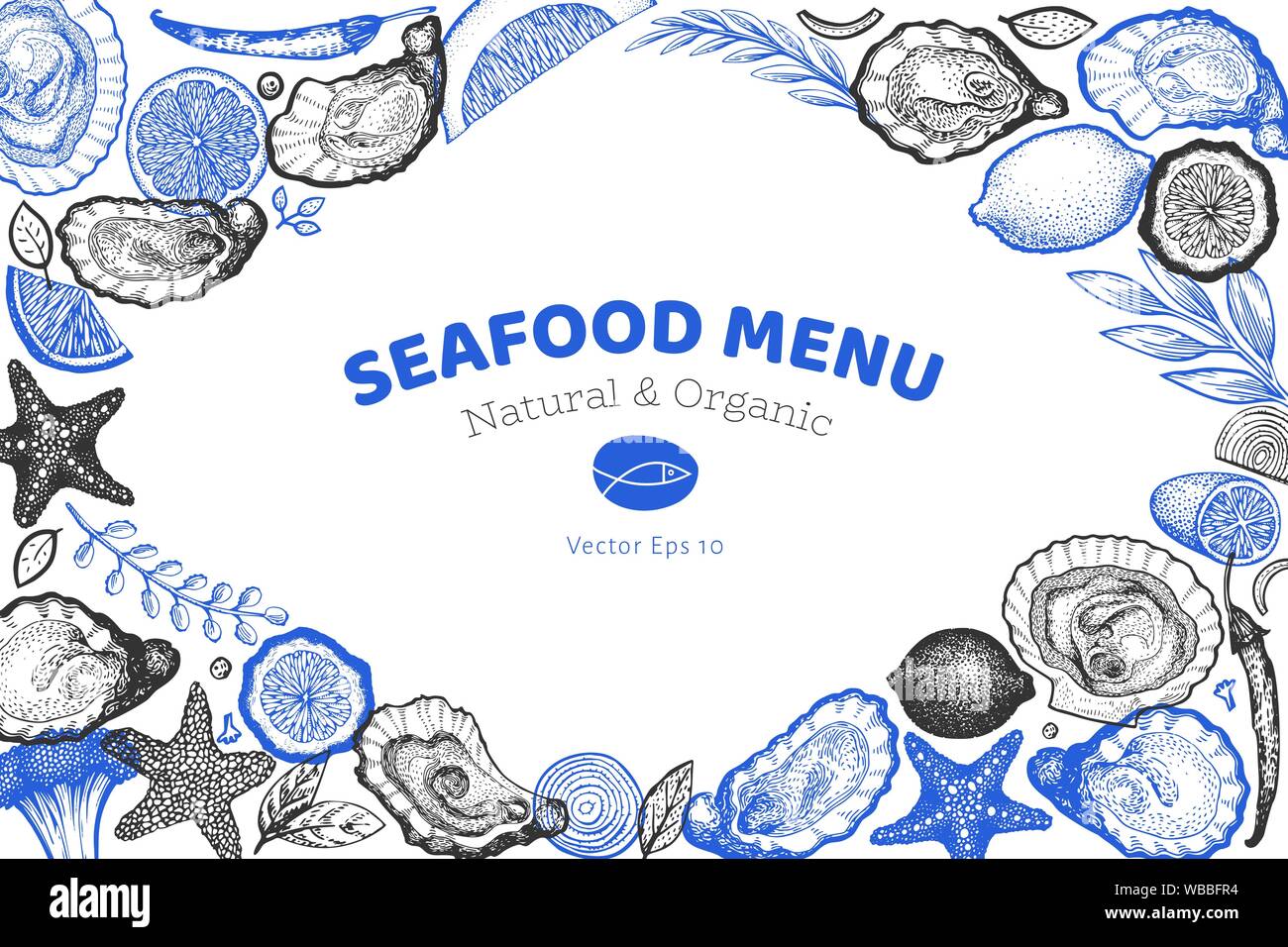 Oysters And Spices Design Template Hand Drawn Vector Illustration
