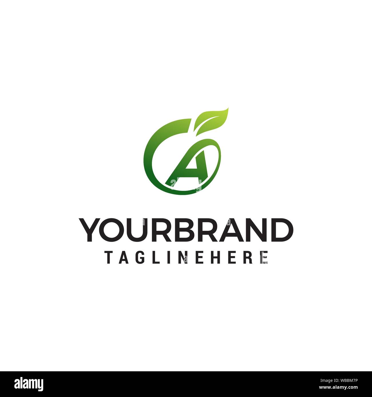A logo initial letter design template vector with leaf fruit logo ...