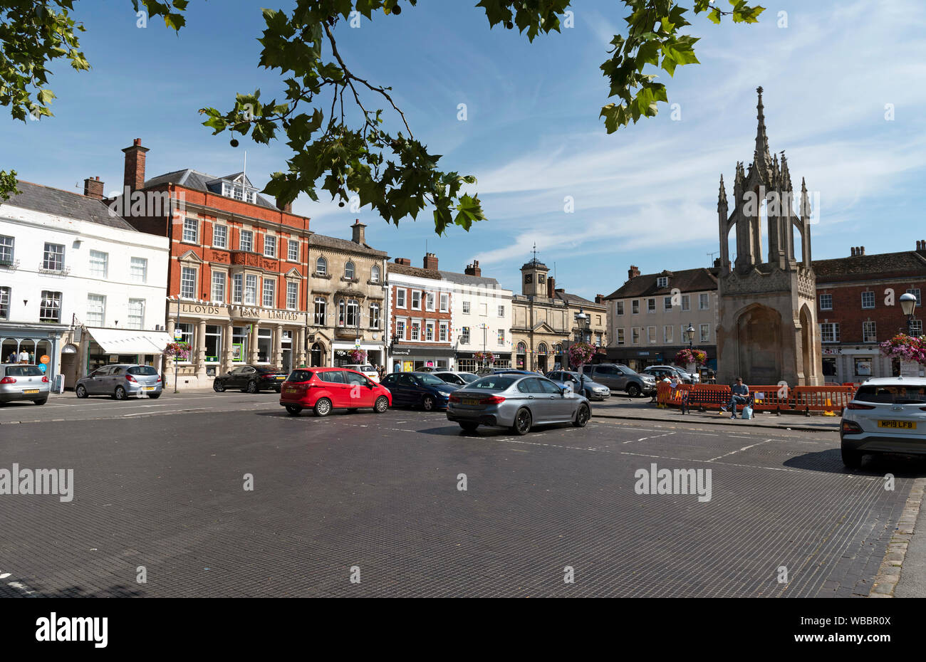 Devizes, Wiltshire, England, UK. August 2019. The Market Place in this