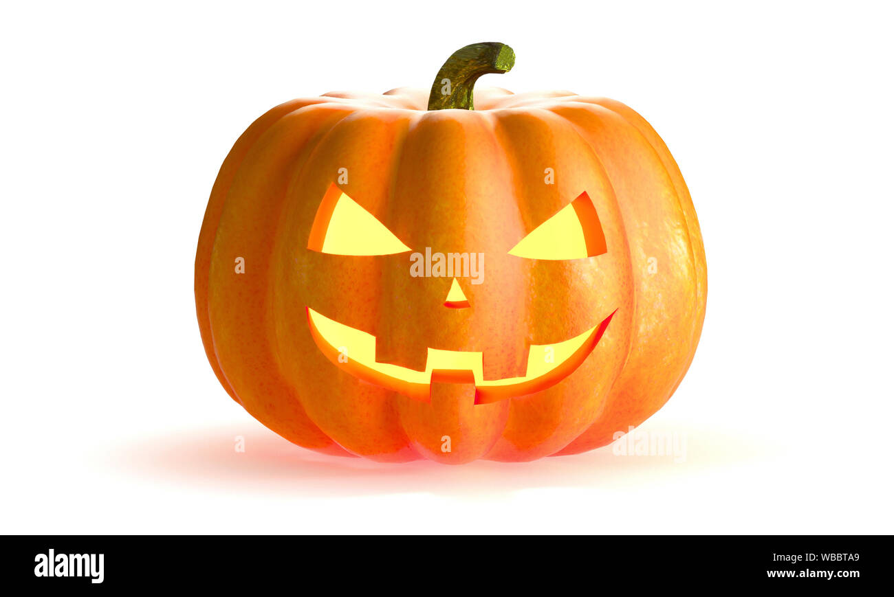 Halloween pumpkin head jack isolated on white background. 3D Rendering illustration Stock Photo