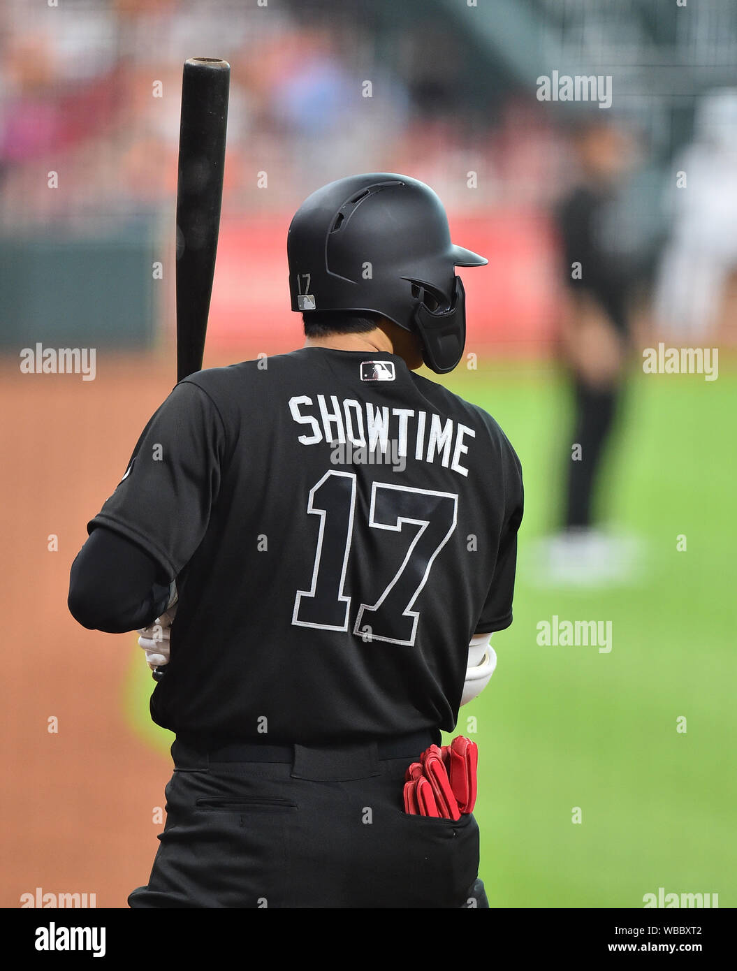 Shohei Ohtani of the Los Angeles Angels during the Major League Baseball  game against the Houston Astros at Minute Maid Park in Houston, United  States, August 24, 2019. MLB Players' Weekend game.