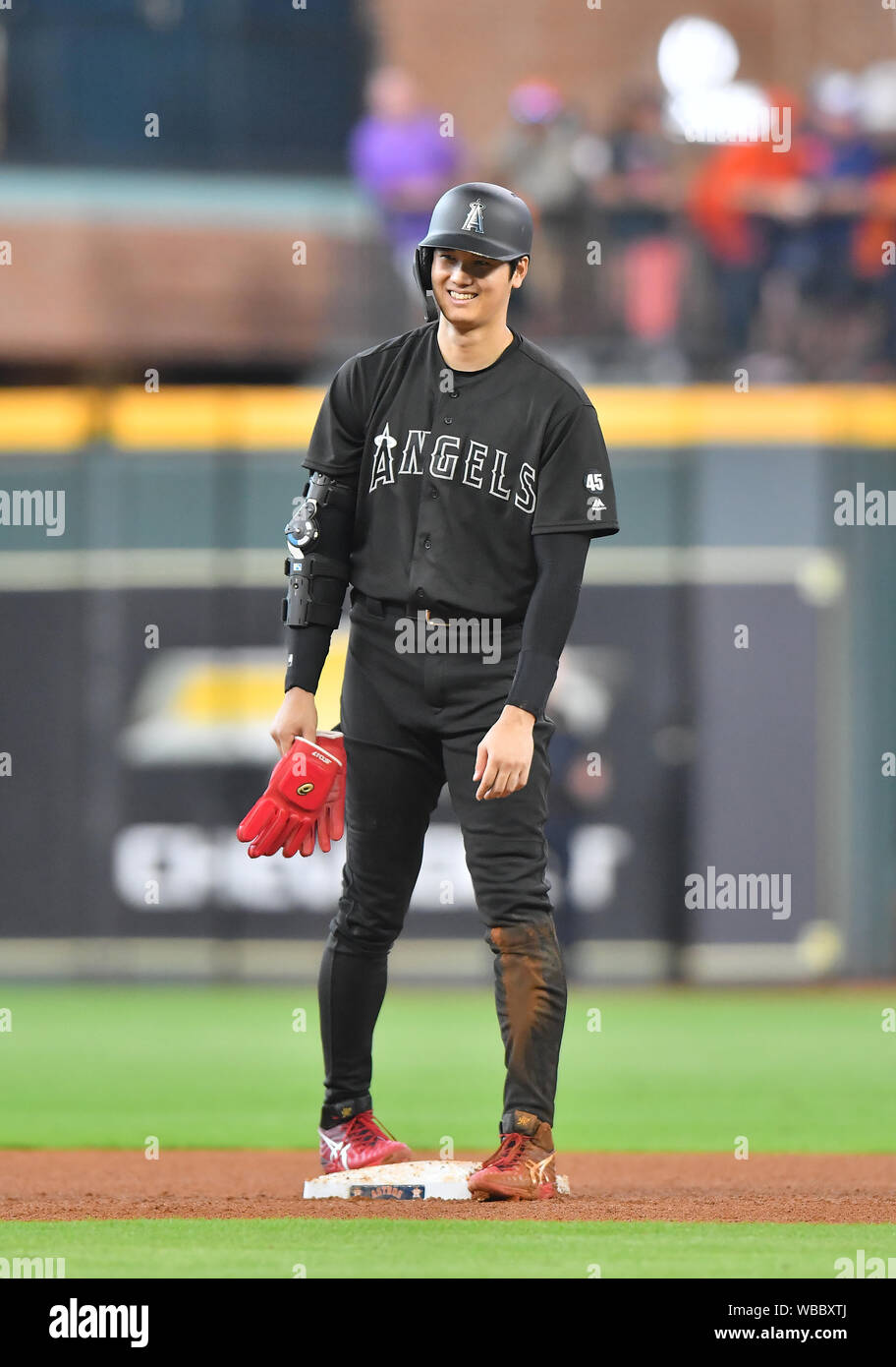 Shohei Ohtani of the Los Angeles Angels during the Major League Baseball  game against the Houston Astros at Minute Maid Park in Houston, United  States, August 24, 2019. MLB Players' Weekend game.