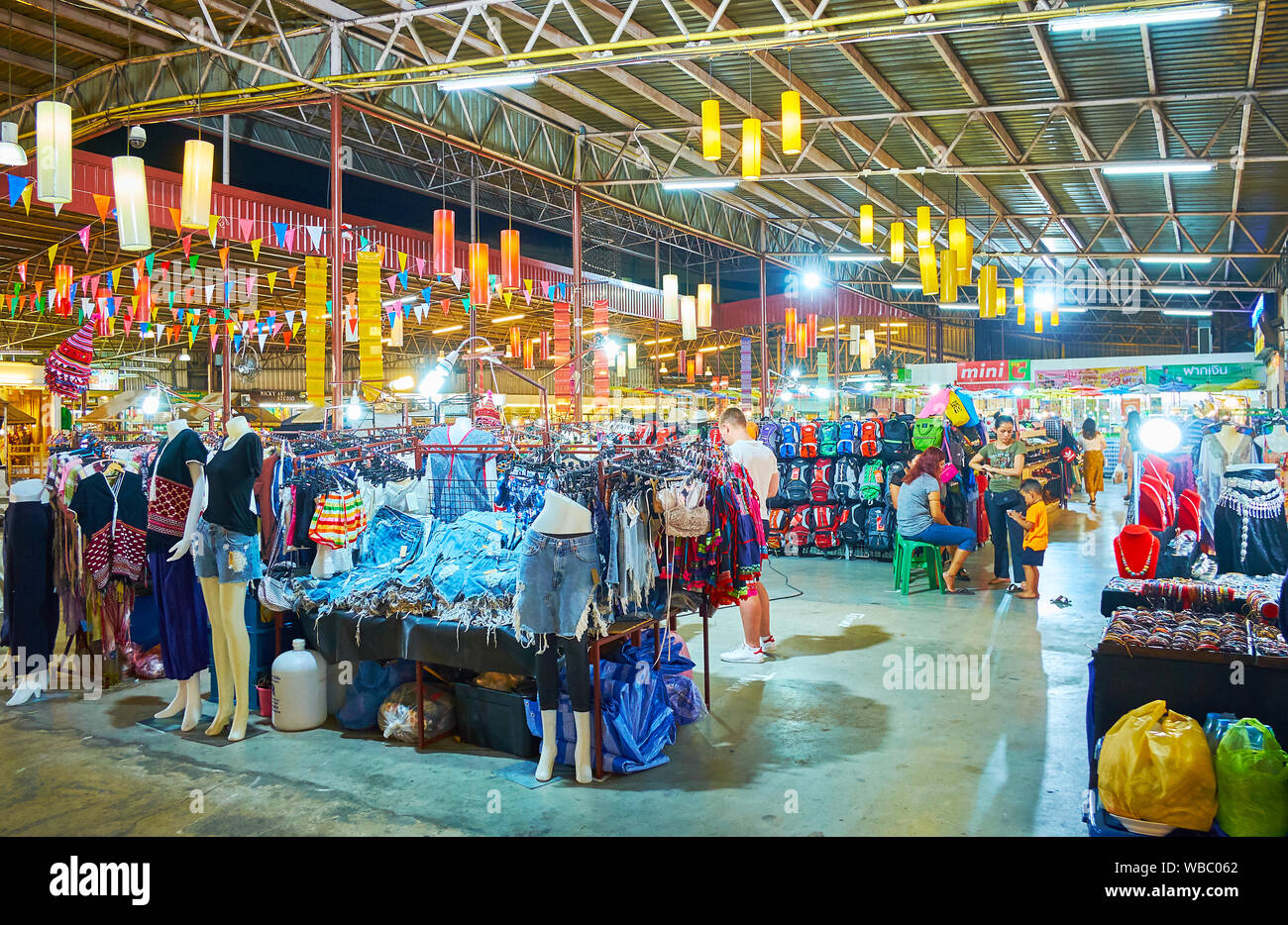 CHIANG MAI, THAILAND - MAY 2, 2019: Kalare Night Market is nice place to visit, choose some local goods, handicrafts, souvenirs, cheap clothes or acce Stock Photo