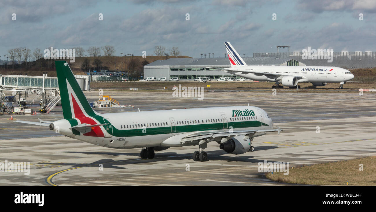 AIR FRANCE PLANES AT ROISSY AIRPORT Stock Photo