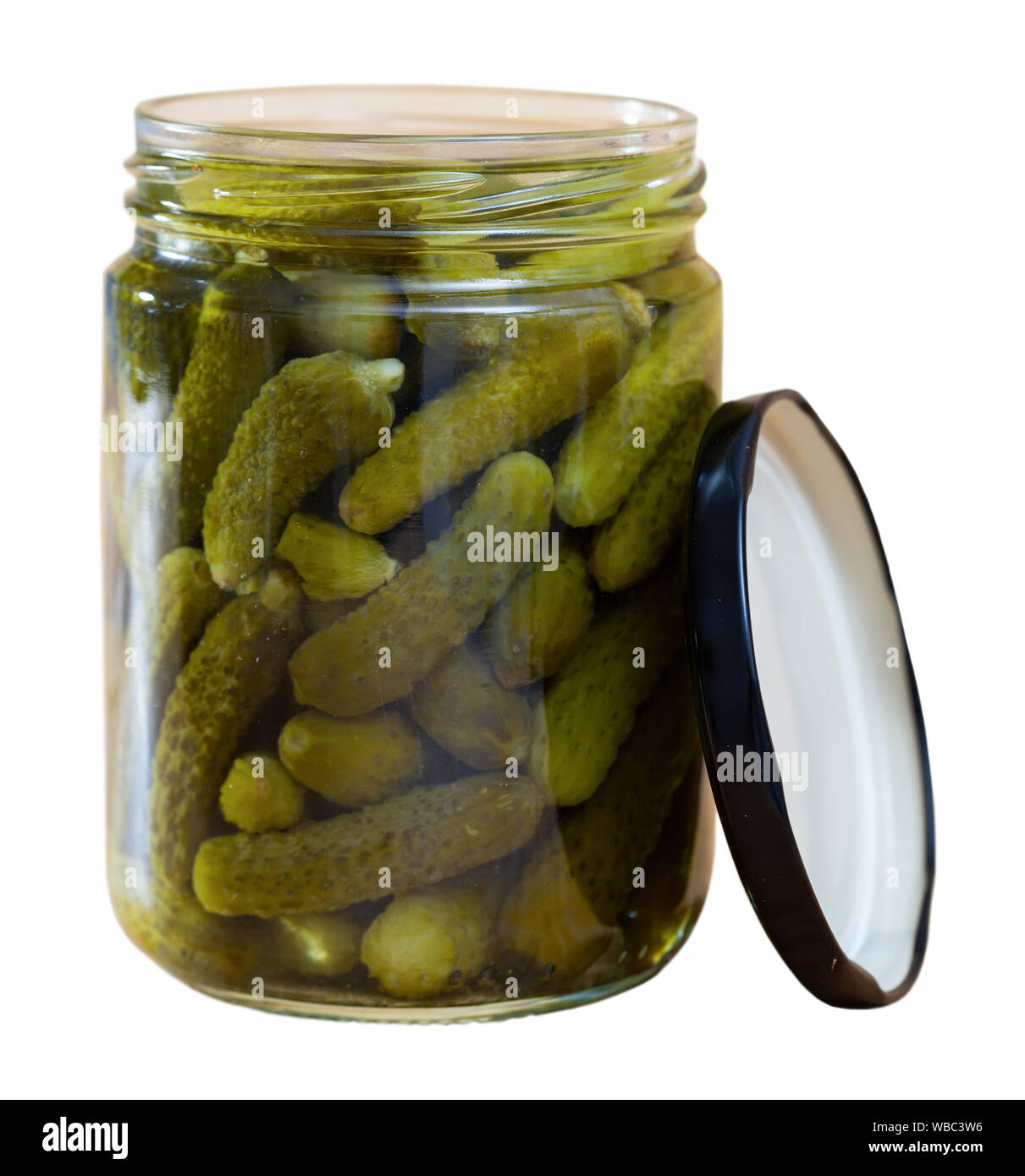 Download Image Of Opened Glass Jar With Pickled Cucumbers Isolated Over White Background Stock Photo Alamy Yellowimages Mockups