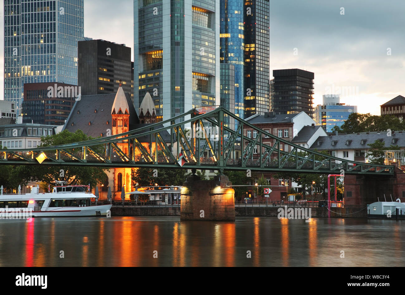 Eiserner Steg bridge at Frankfurt am Main. Germany Stock Photo