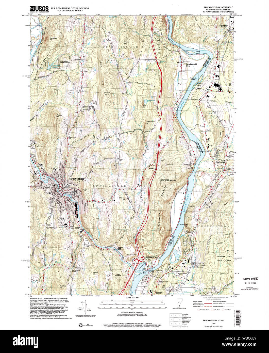 USGS Topo Map Vermont VT Springfield 337651 1998 24000 Restoration ...