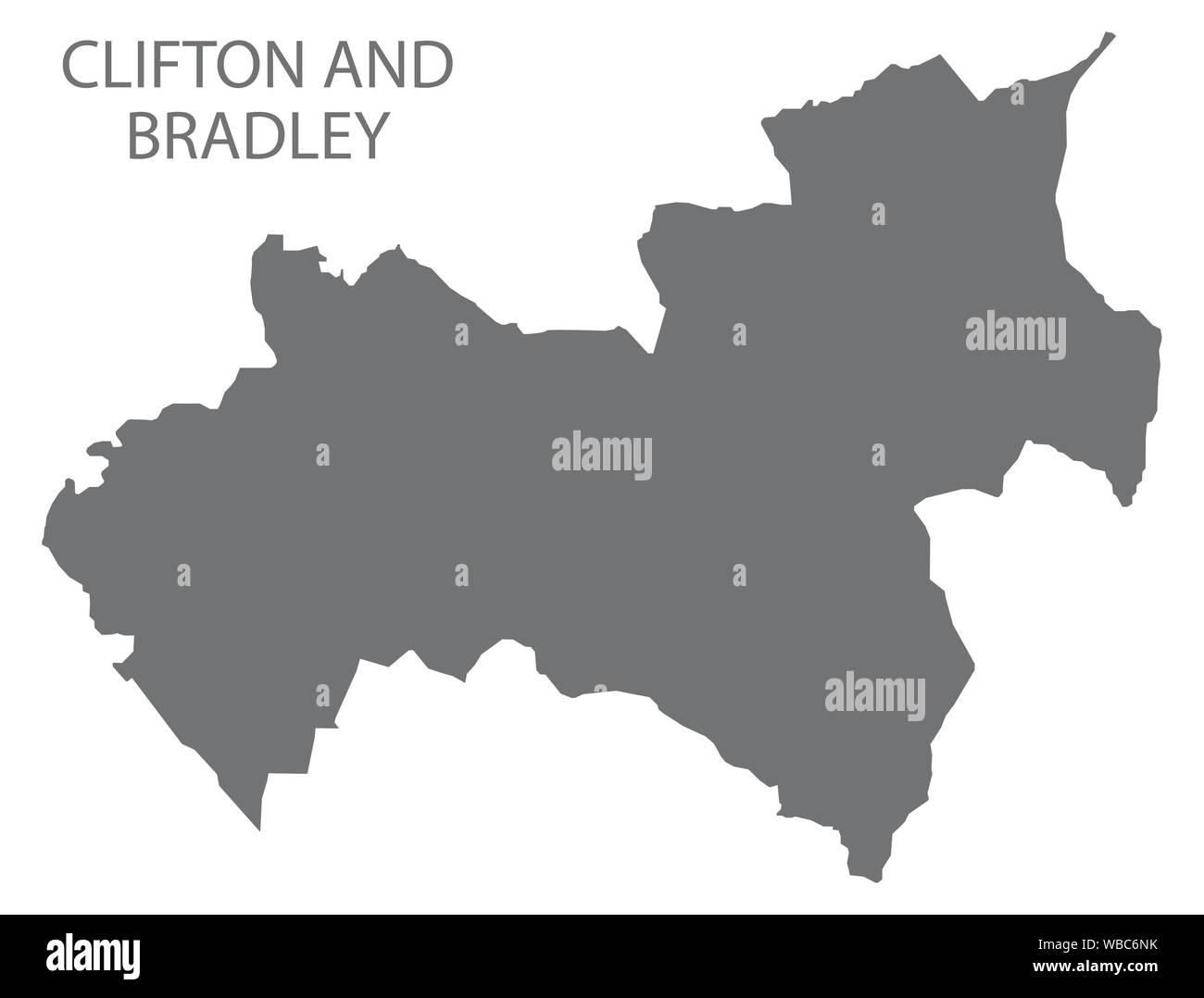 Clifton and Bradley grey ward map of Derbyshire Dales district in East Midlands England UK Stock Vector