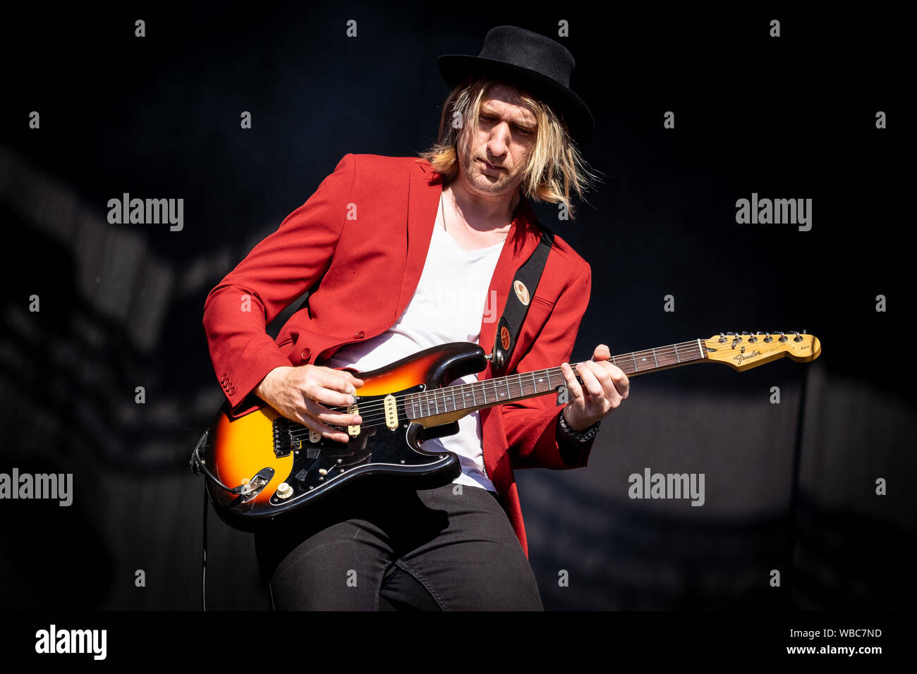 Trondheim, Norway. 2nd, June 2018. The British hard rock band Inglorious performs a live during the Norwegian music festival Trondheim Rocks 2018 in Trondheim. Here guitarist Drew Lowe is seen live on stage. (Photo credit: Gonzales Photo - Tor Atle Kleven). Stock Photo