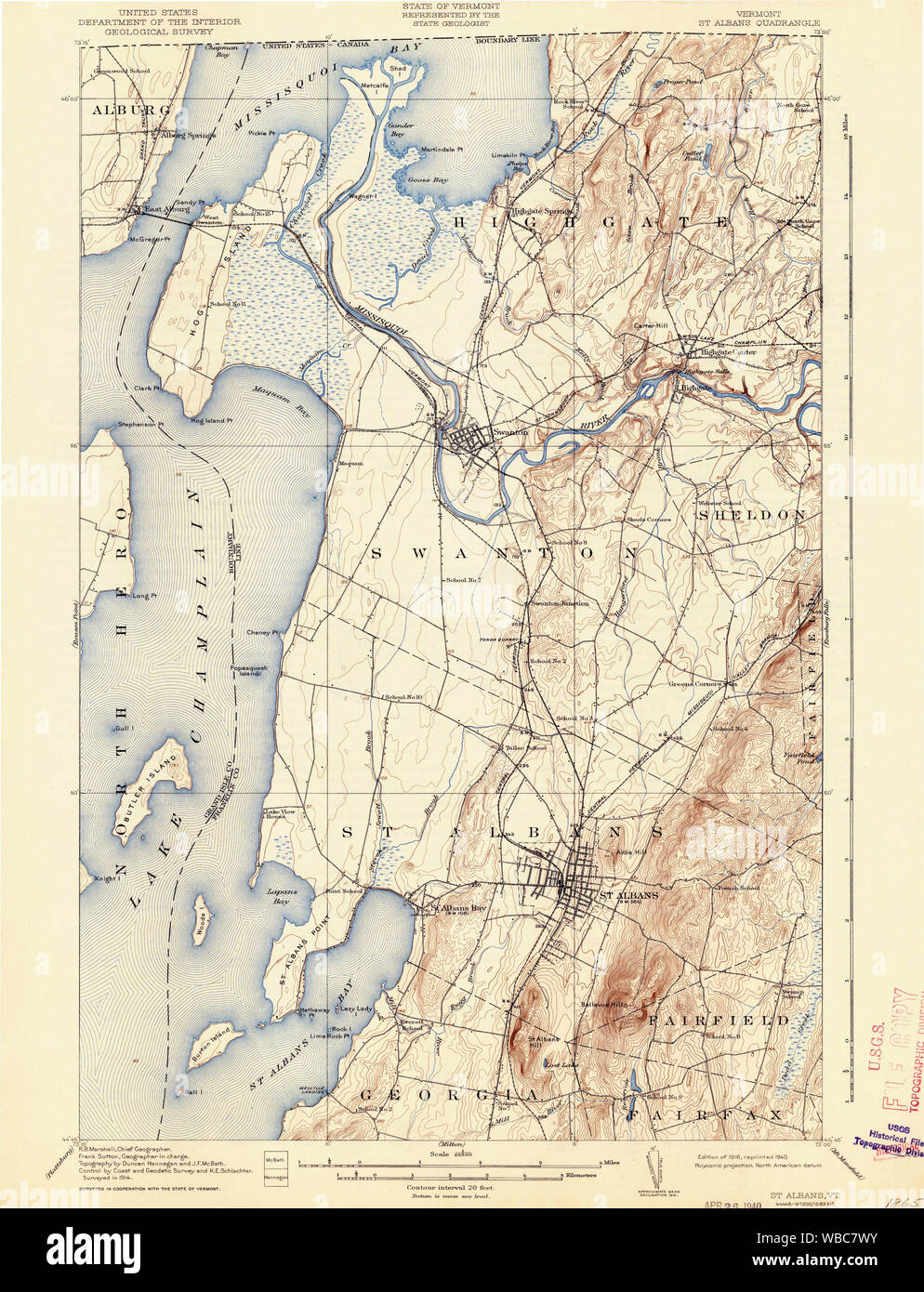 map of st albans vt Usgs Topo Map Vermont Vt St Albans 338162 1916 62500 Restoration map of st albans vt