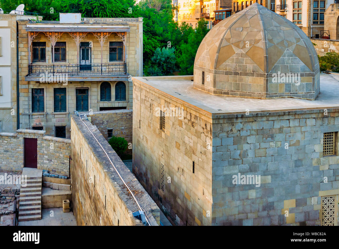 Mix of azeri traditional architecture in Icheri Sheher, Baku, Azerbaijan Stock Photo