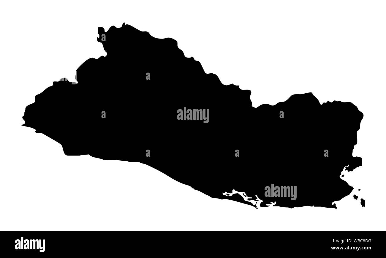 El Salvador dark silhouette map isolated on white background Stock Vector