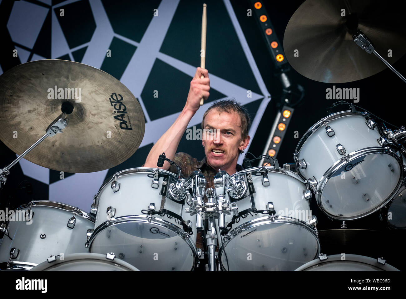 Trondheim, Norway. 3rd, June 2018. The Norwegian blues rock band Spidergawd performs a live concert during the Norwegian music festival Trondheim Rocks 2018 in Trondheim. Here drummer Kenneth Kapstad is seen live on stage. (Photo credit: Gonzales Photo - Tor Atle Kleven). Stock Photo
