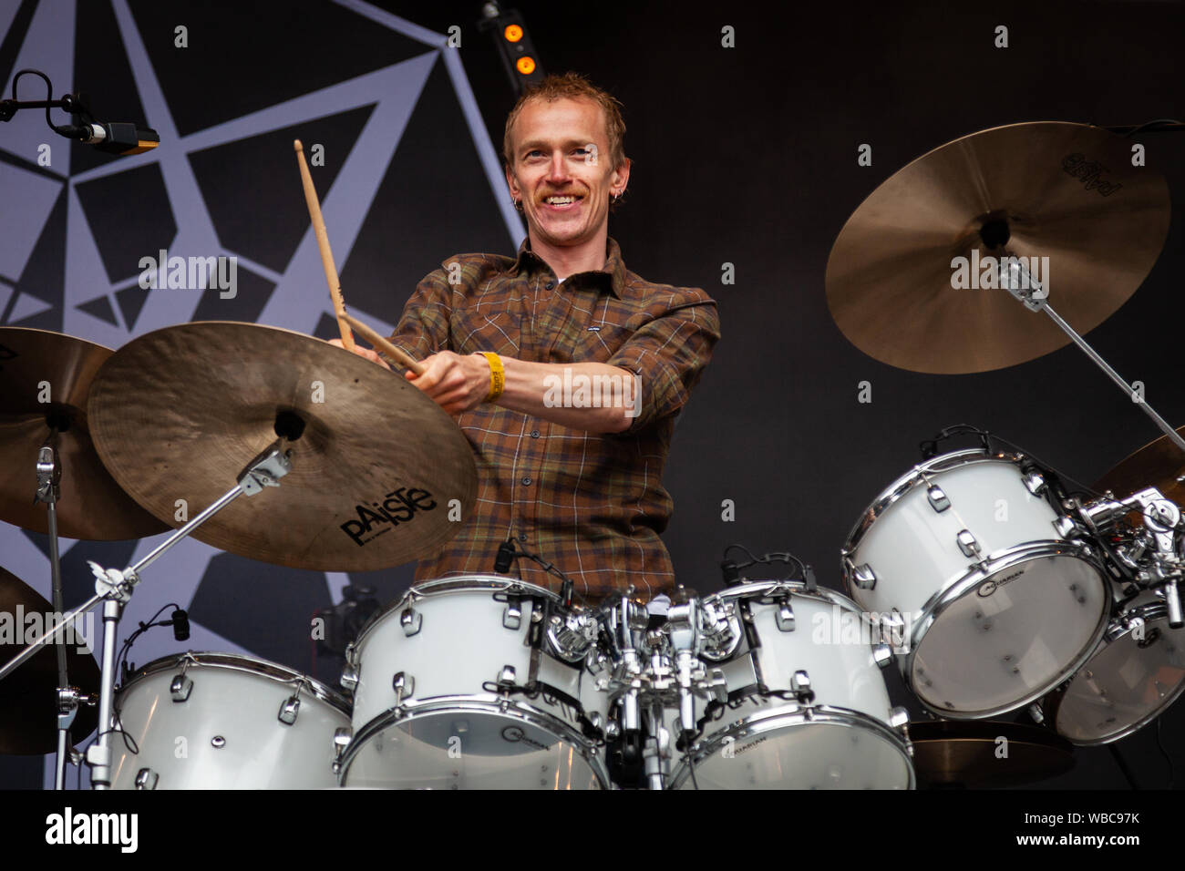 Trondheim, Norway. 3rd, June 2018. The Norwegian blues rock band Spidergawd performs a live concert during the Norwegian music festival Trondheim Rocks 2018 in Trondheim. Here drummer Kenneth Kapstad is seen live on stage. (Photo credit: Gonzales Photo - Tor Atle Kleven). Stock Photo