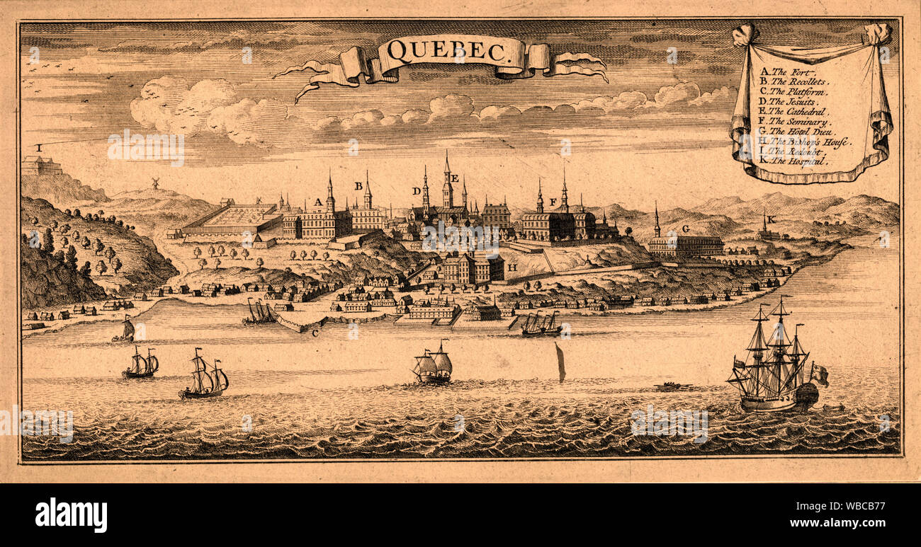 Québec panorama in 1733 Stock Photo