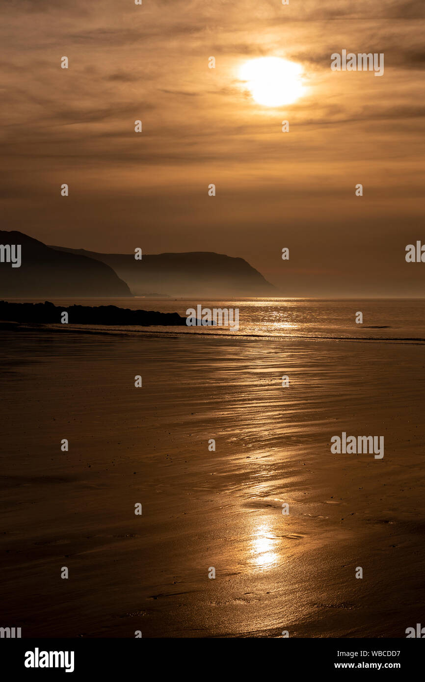 Sunset over the North Wales coast at Llandudno West Shore Stock Photo