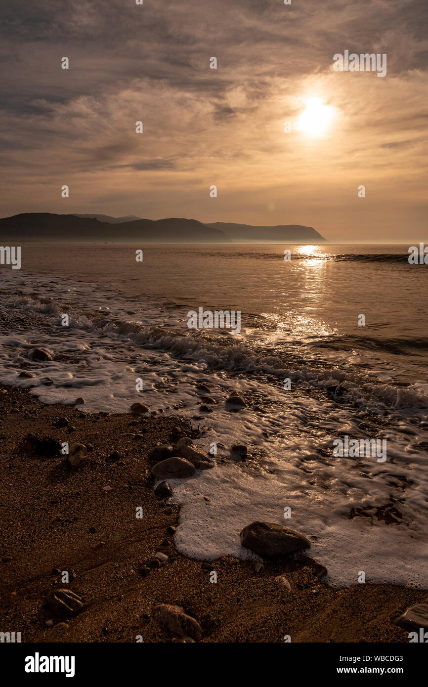 Sunset over the North Wales coast at Llandudno West Shore Stock Photo
