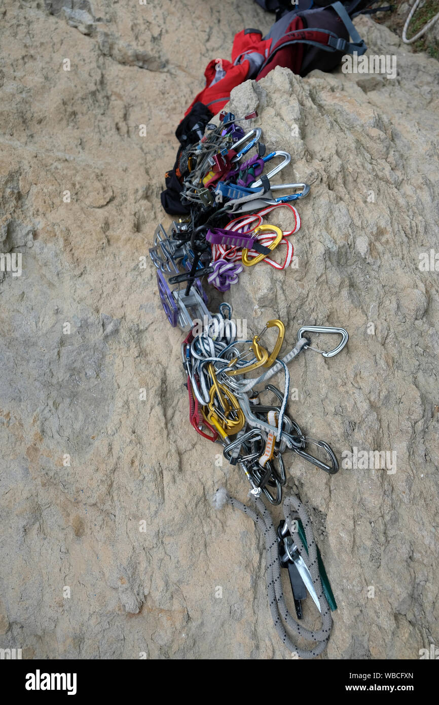 rock climbing equipment Stock Photo Alamy