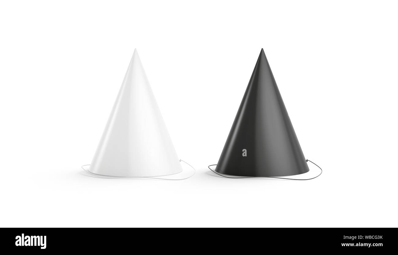 Blank black and white party hat mockup set, isolated Stock Photo
