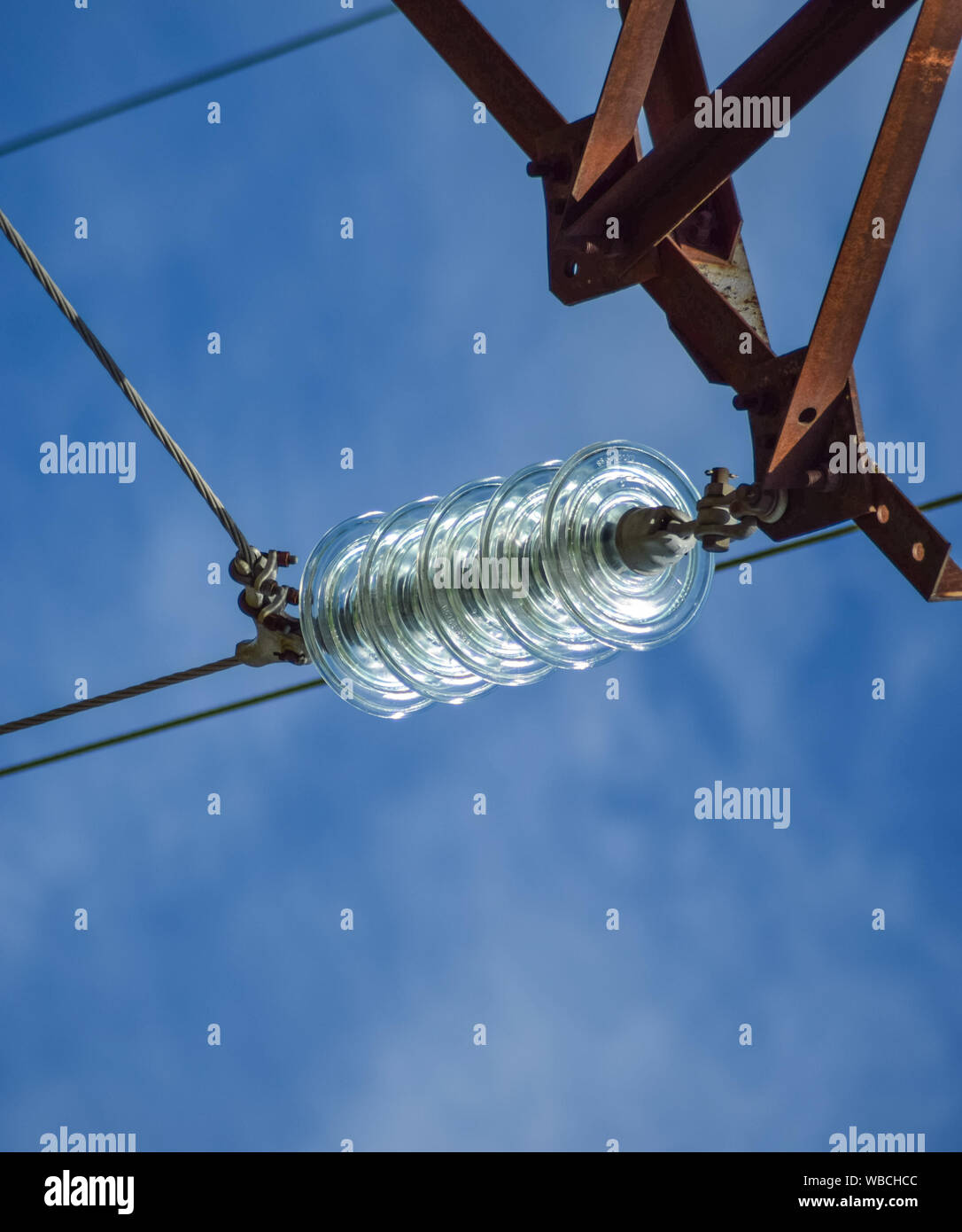 Glass prefabricated high voltage insulators on poles high-voltage power ...
