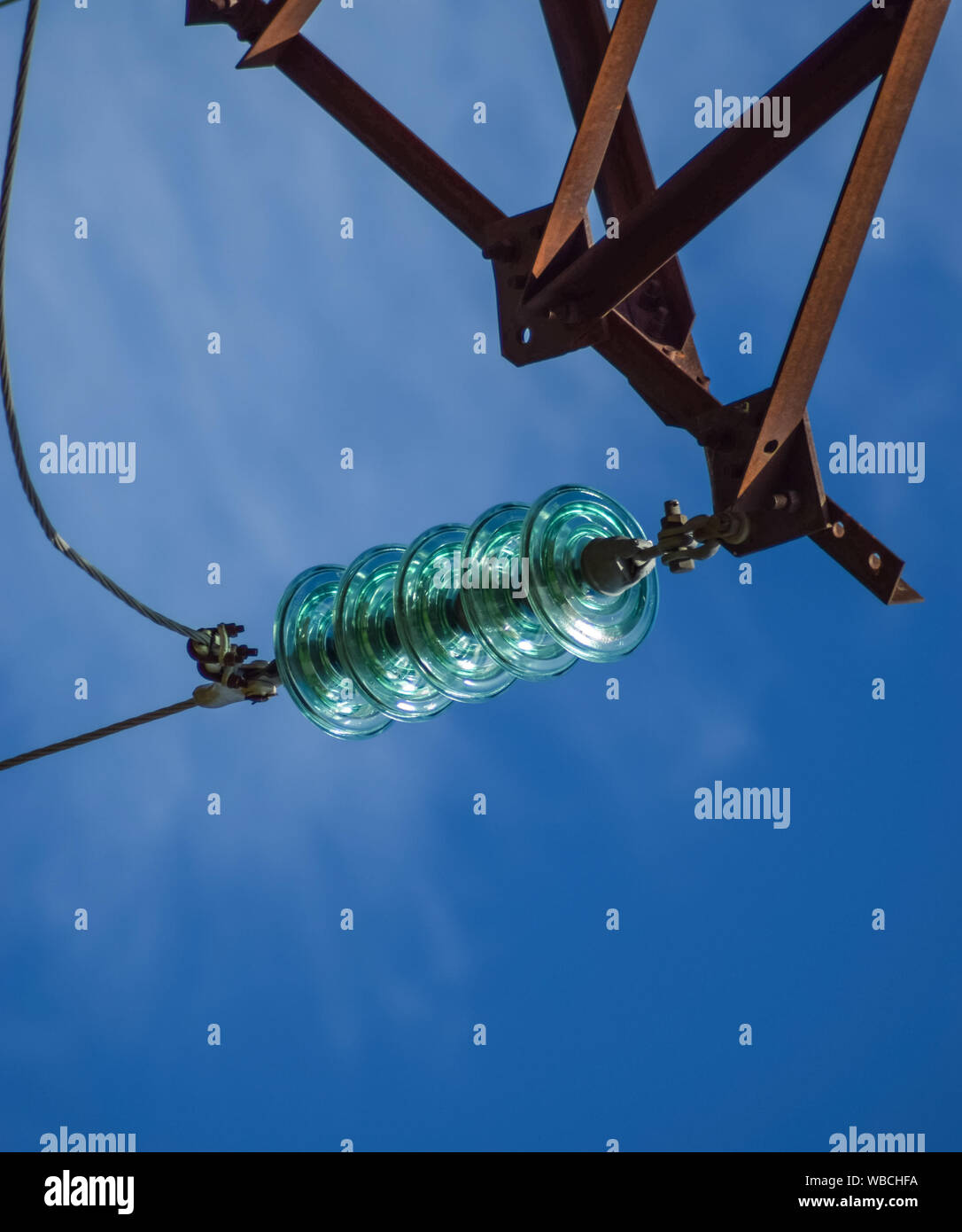 Glass prefabricated high voltage insulators on poles high-voltage power ...