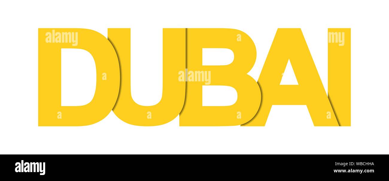DUBAI. Color banner with the name of the city. Banner for design Stock