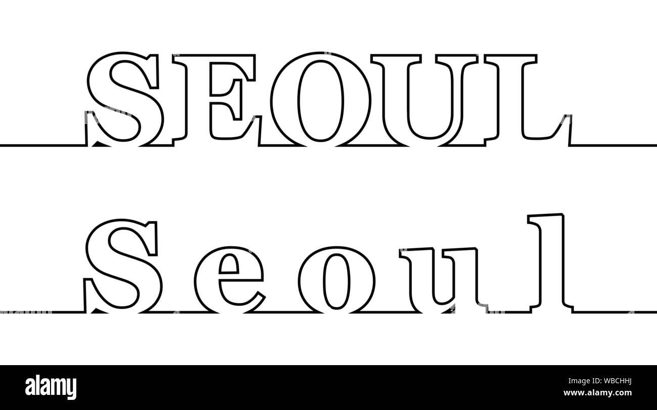 SEOUL. Contour line with the name of the capital of South Korea