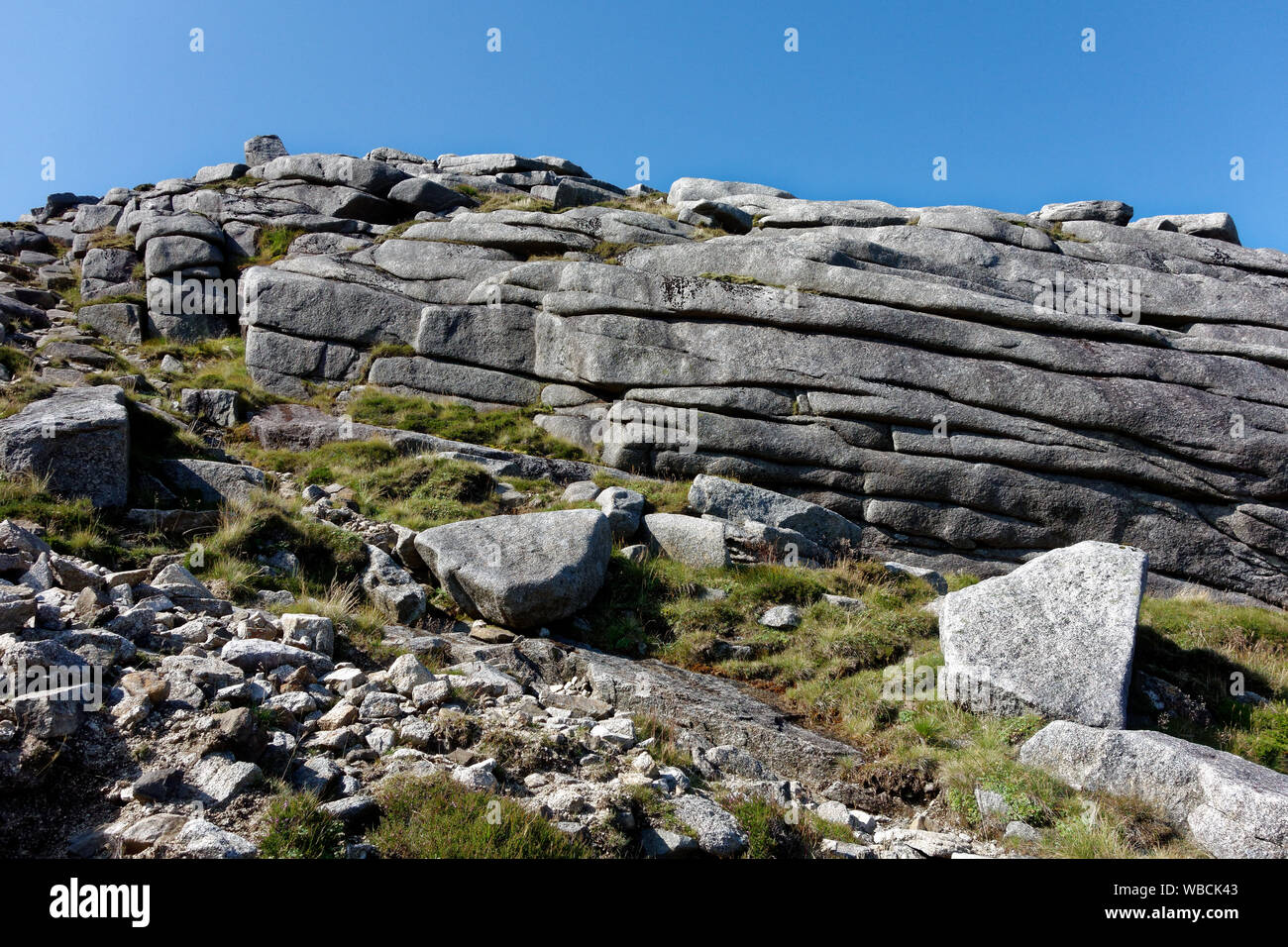 Rock formation at the summit of Goatfell Mountain, Isle of Arran, Scotland, United Kingdom Stock Photo