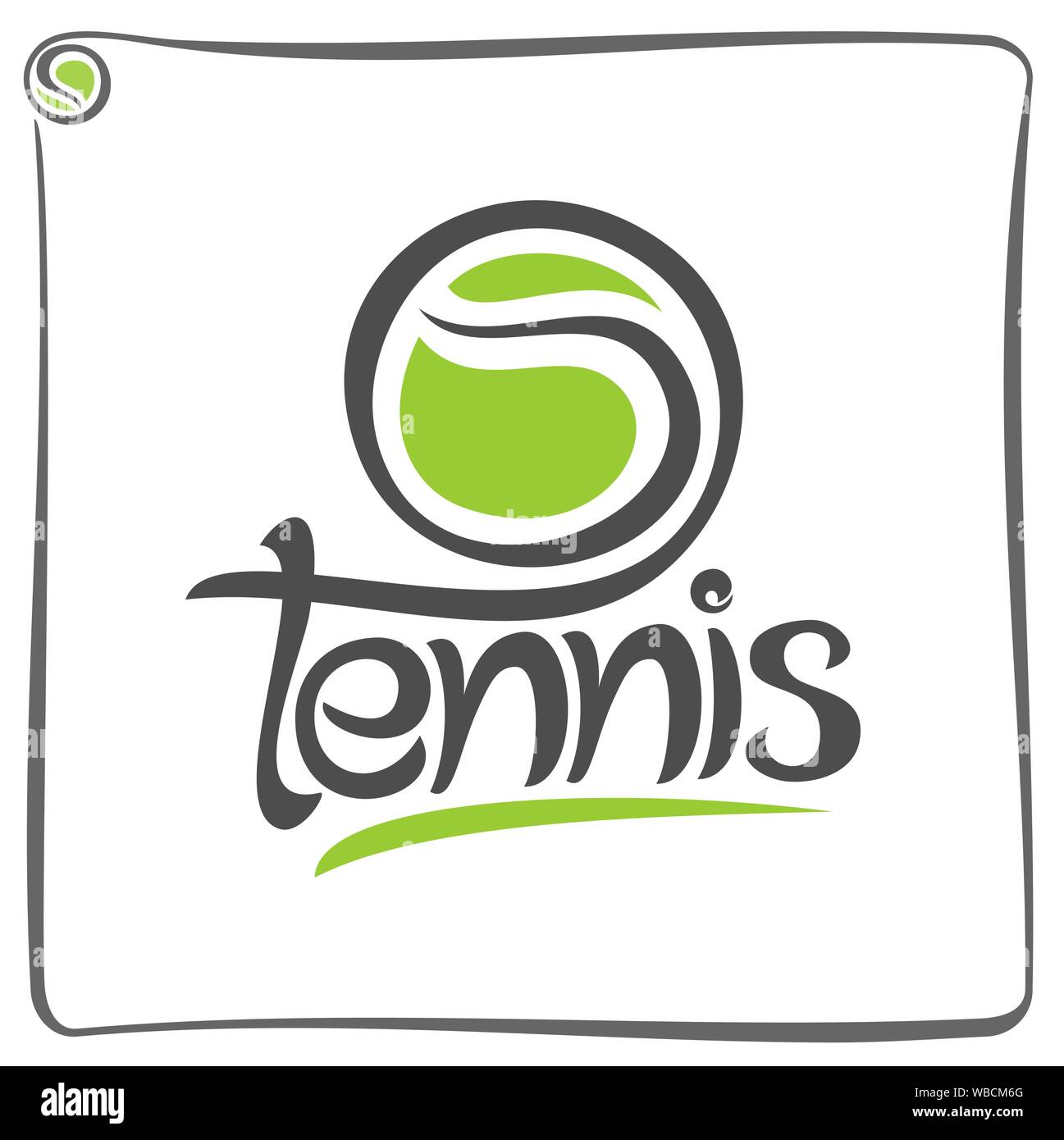 Vector illustration of logo for green ball of lawn tennis Stock Vector