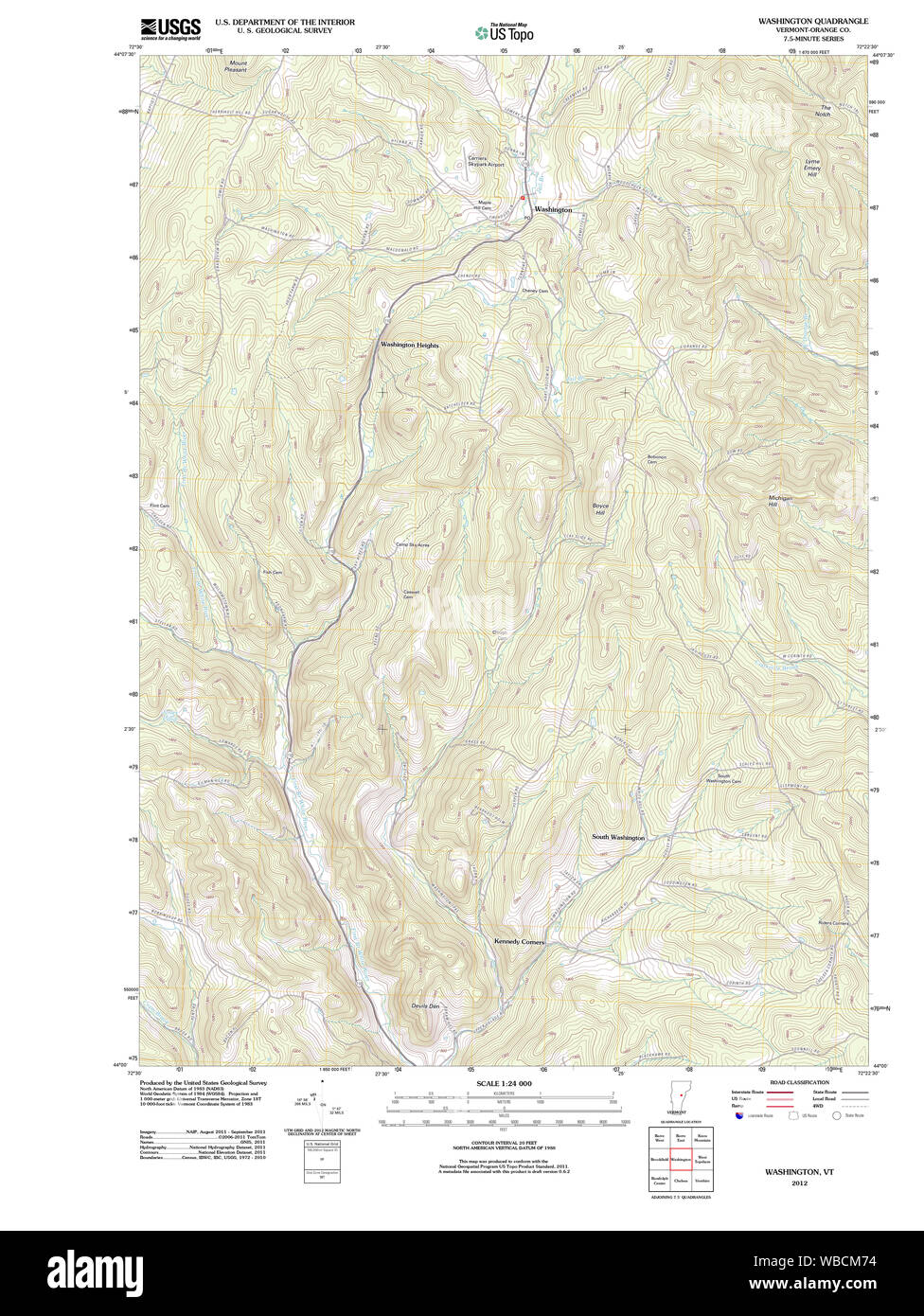 USGS Topo Map Vermont VT Washington 20120509 TM Restoration Stock Photo Alamy