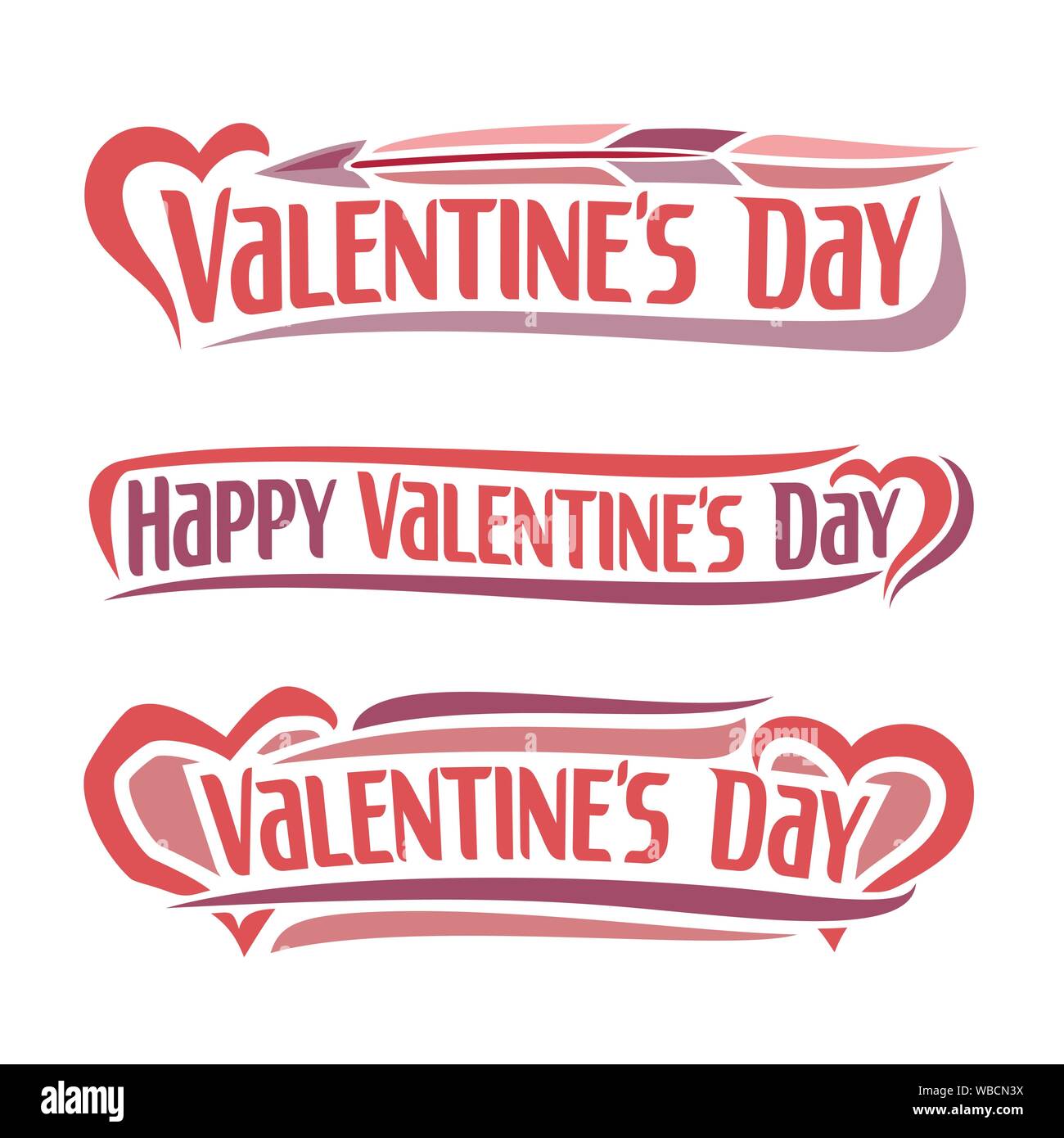 Vector titles for Valentine's day with arrow and hearts Stock Vector