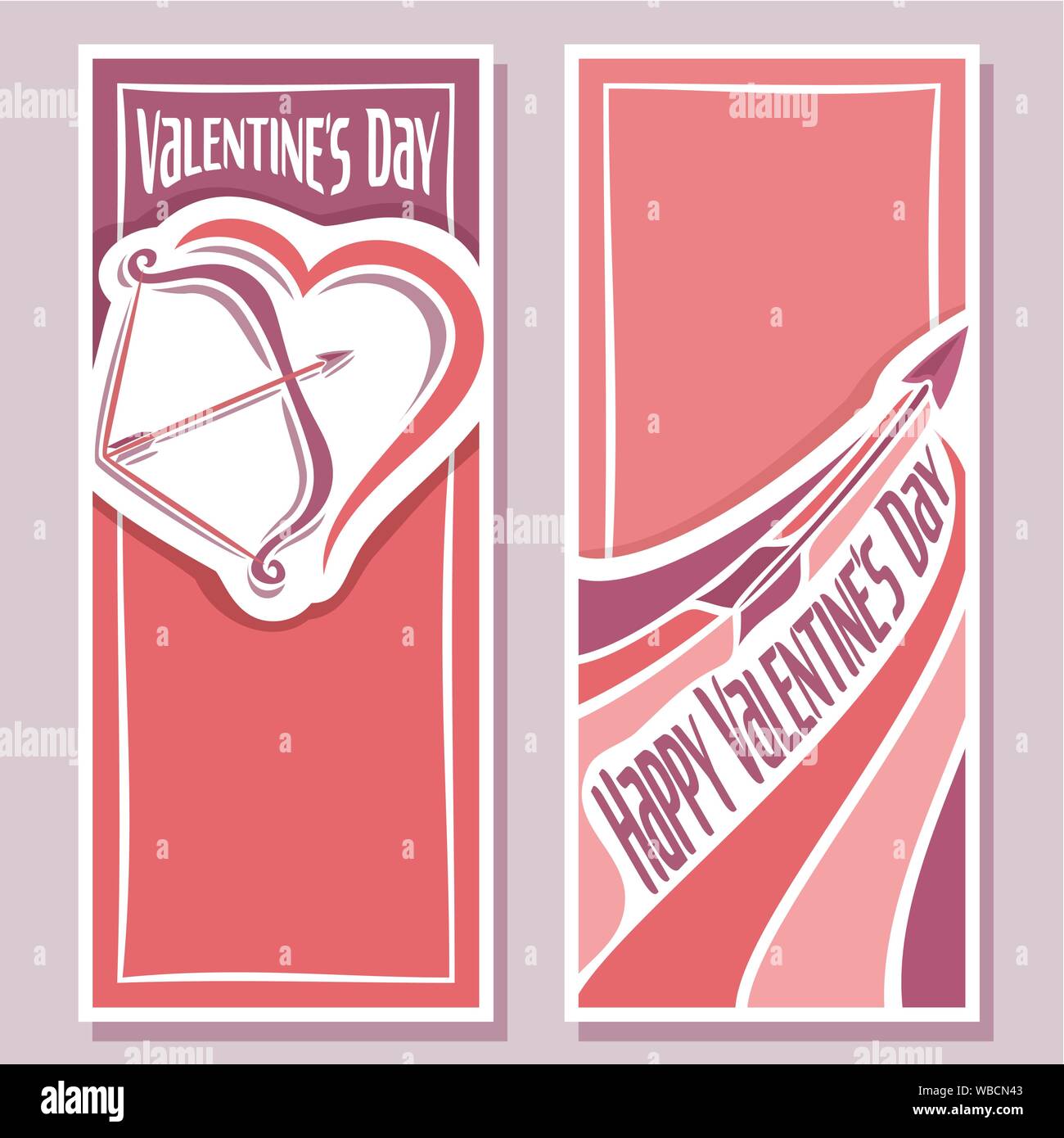 Vector greeting cards for Valentine's day with arrow and bow Stock ...