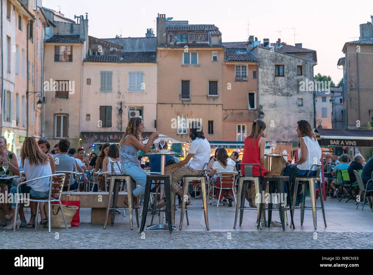 Restaurants , Place des Cardeurs , Aix en Provence, france Stock Photo