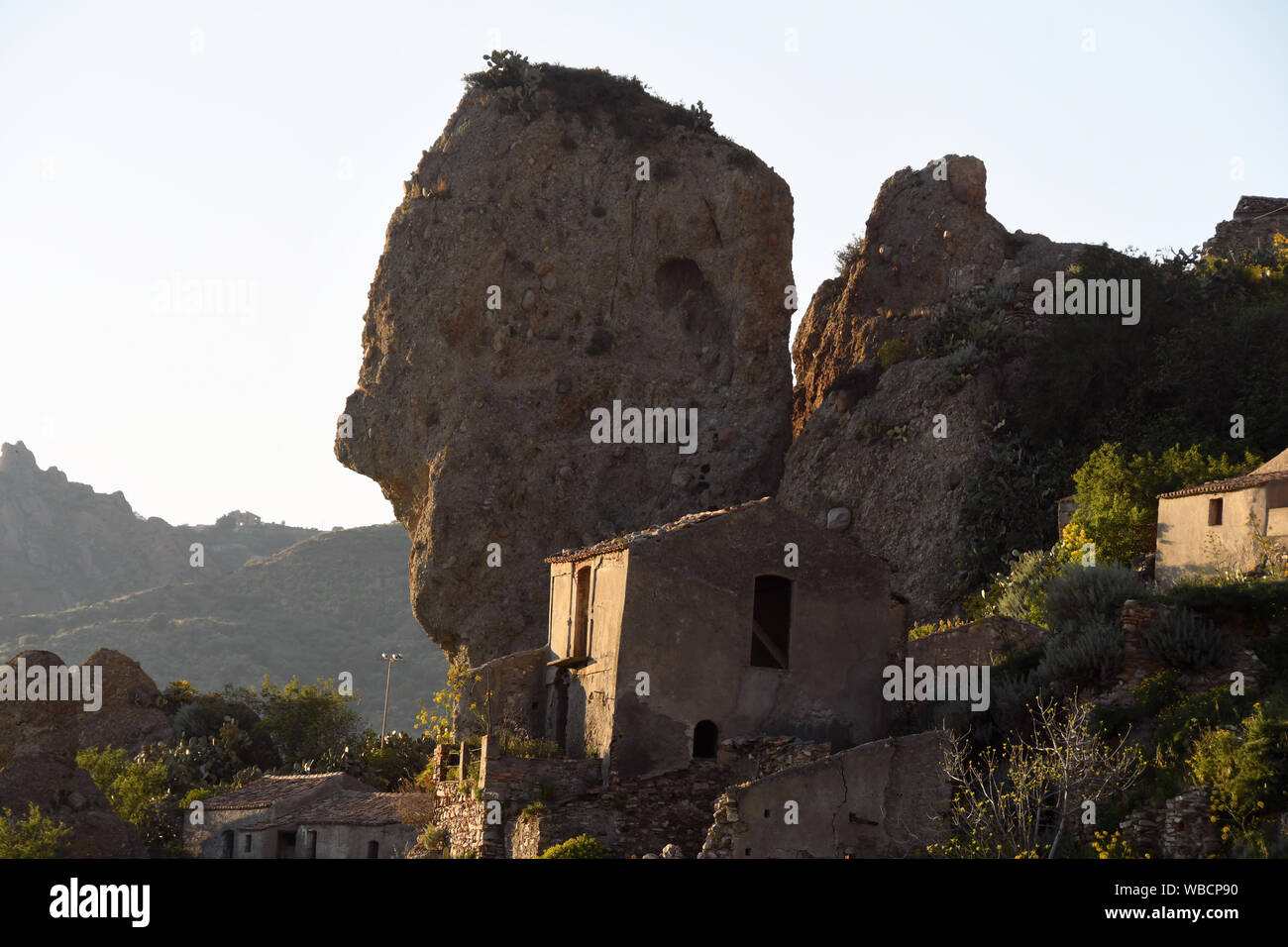Pentidattilo Reggio Calabria Italy - Ruin and small cliff Credit Giuseppe Andidero Stock Photo