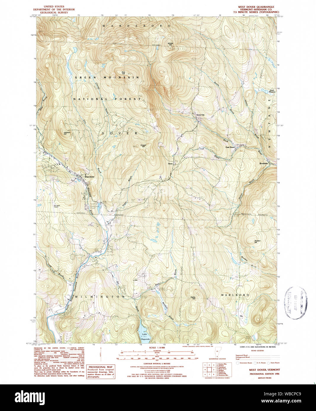 West Dover Vt Map Usgs Topo Map Vermont Vt West Dover 337711 1986 24000 Restoration Stock  Photo - Alamy