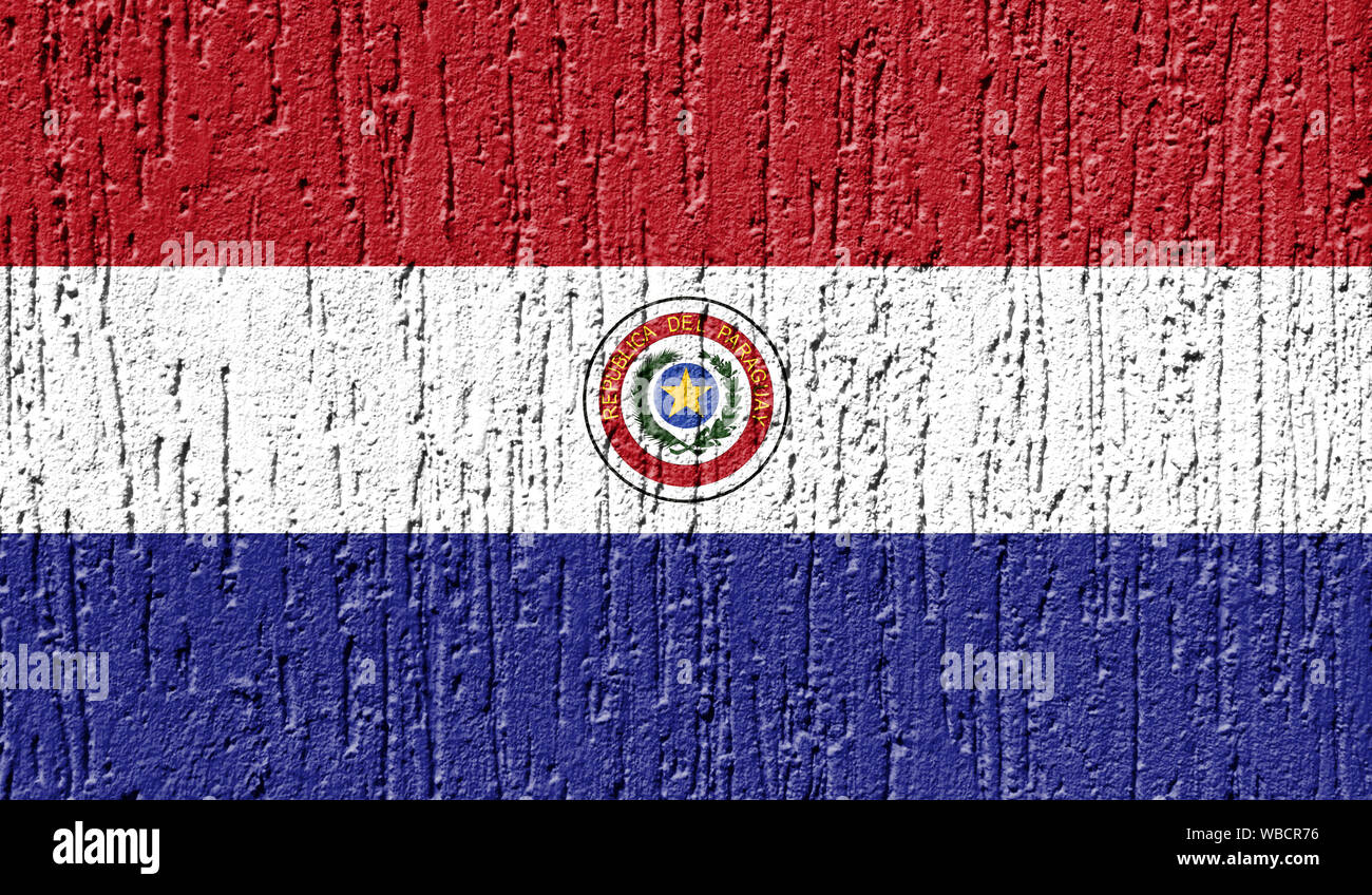 Flag of Paraguay close up painted on a cracked wall Stock Photo - Alamy