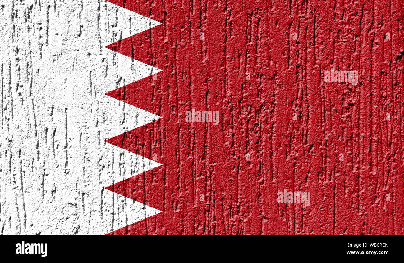 Flag of Bahrain close up painted on a cracked wall Stock Photo - Alamy