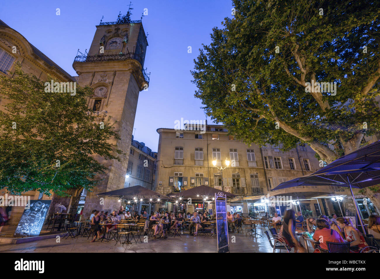 Place de L´Hotel de Ville, street cafes,  Aix en Provence, france Stock Photo