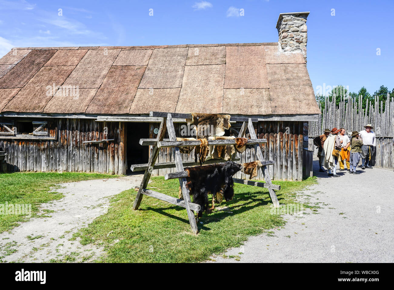 Authentic Native Indian Village, Saint-Marie among the Hurons, Midland, Ontario, Canada, North America Stock Photo