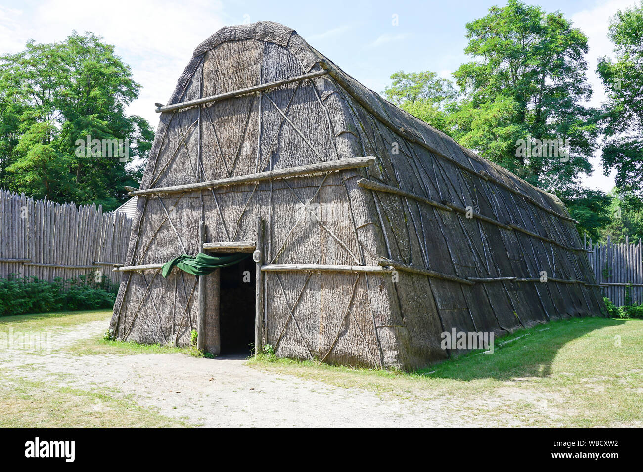 Non-Christian Long HouseAuthentic Native Indian Village, Saint-Marie among the Hurons, Midland, Ontario, Canada, North America Stock Photo