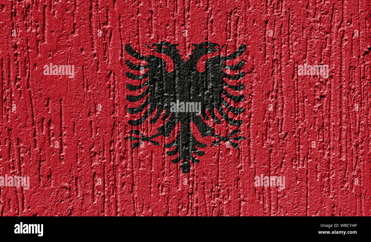 Flag of Albania close up painted on a cracked wall Stock Photo - Alamy