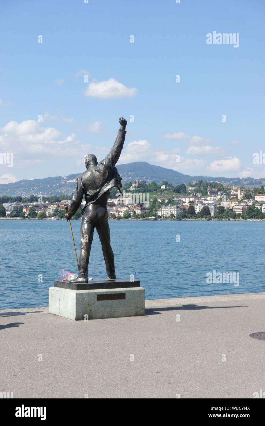Freddie Mercury Memorial Statue, Montreux, Switzerland Stock Photo