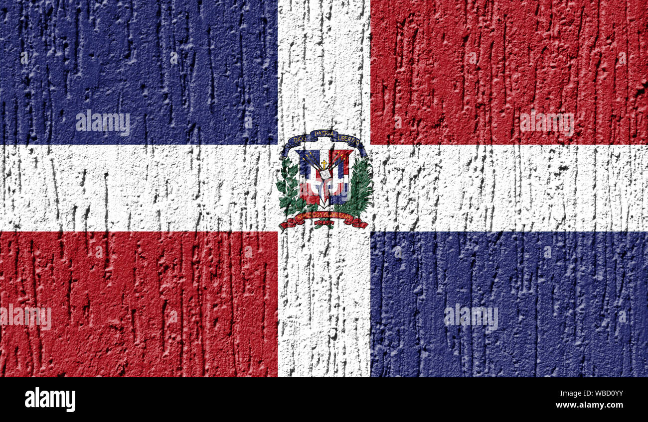 Flag of Dominican Republic close up painted on a cracked wall Stock ...
