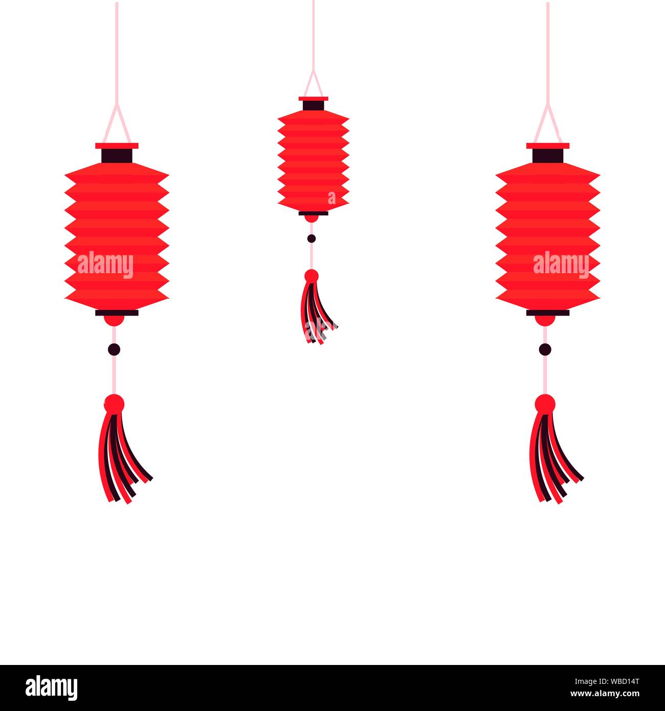 Oriental Chinese Lanterns Decoration Cartoon Stock Vector Art