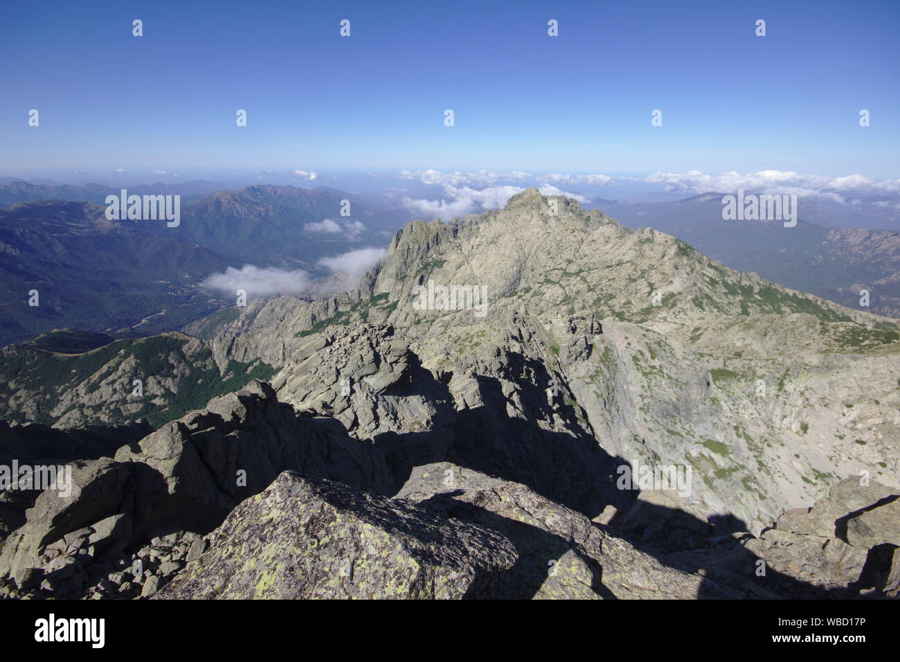 View from Monte d'Oro with Pointe Migliarello, France, Corsica Stock Photo