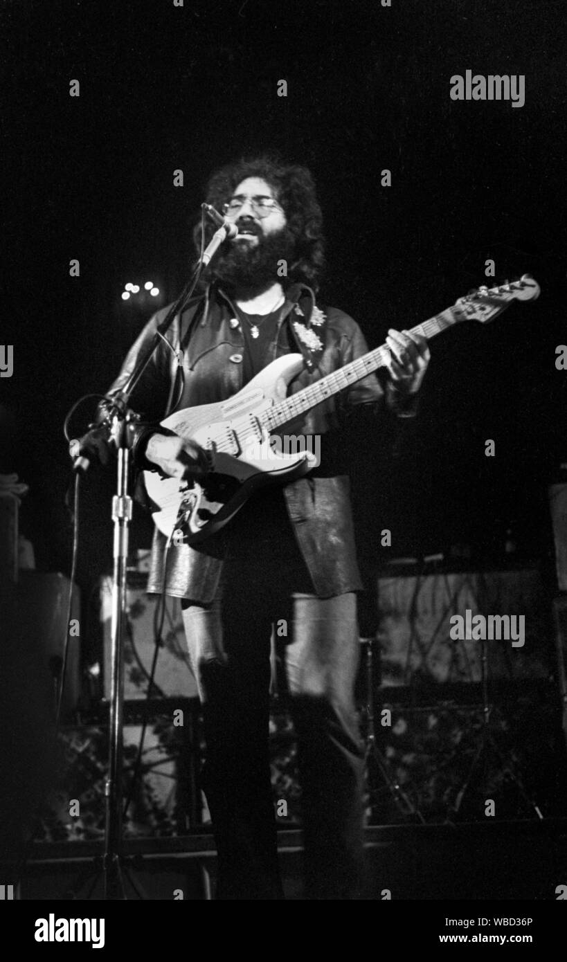 Jerry garcia of Grateful Dead performing in Copenhagen, Denmark, 1972 Stock Photo