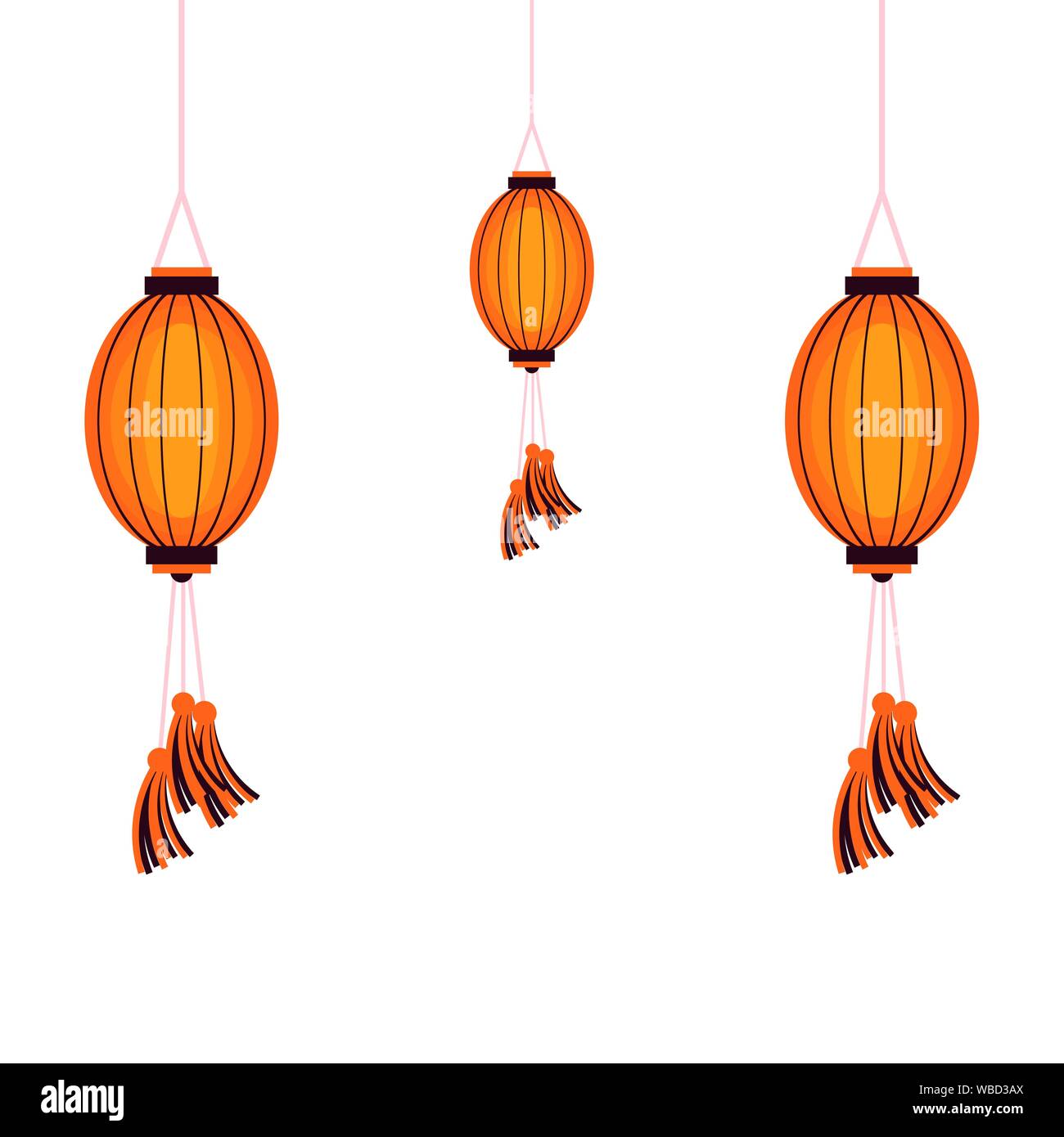 Oriental Chinese Lanterns Decoration Cartoon Stock Vector Art