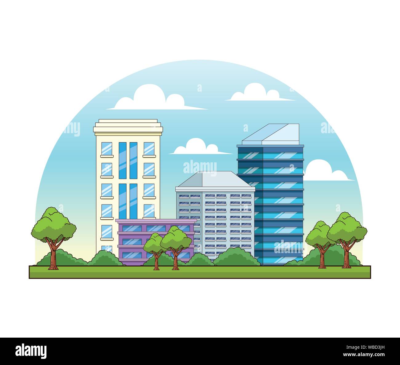 City buildings and park with trees scenery Stock Vector Image & Art - Alamy